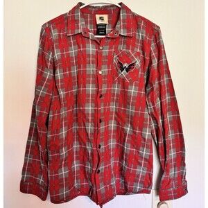 Youth NHL Washington Capitals Red‎ Plaid Flannel Shirt Snap Button Long Sleeve